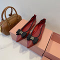 MIUMIU 26S BALLET FLATS IN DARK RED CALFSKIN WITH BOW