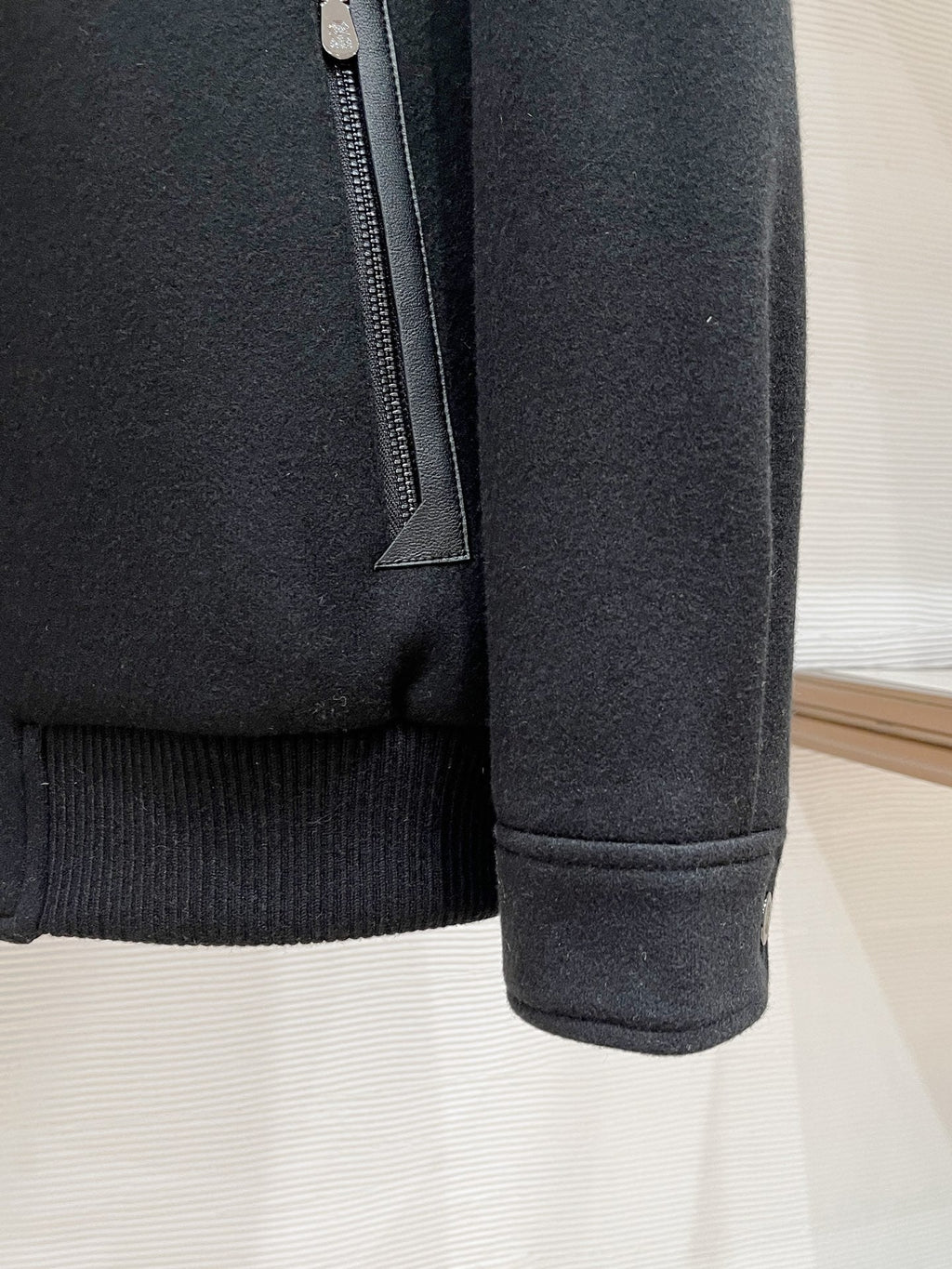 BRUNELLO CUCINELLI BLACK WOOL ZIP-FASTENING JACKET