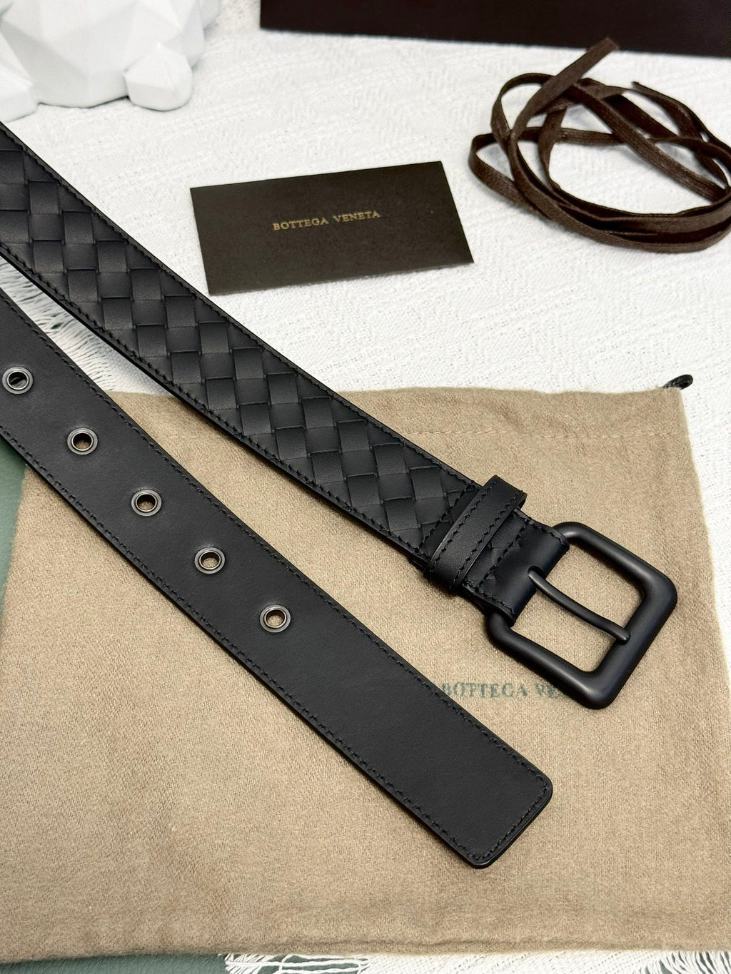 BV BELT 3.5CM IN BLACK CALFSKIN BLACK HARDWARE