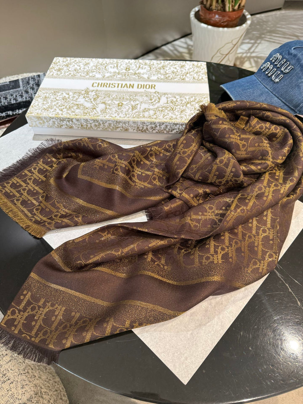 DIOR 26S SCARF 140CM IN SILK & CASHMERE 262320