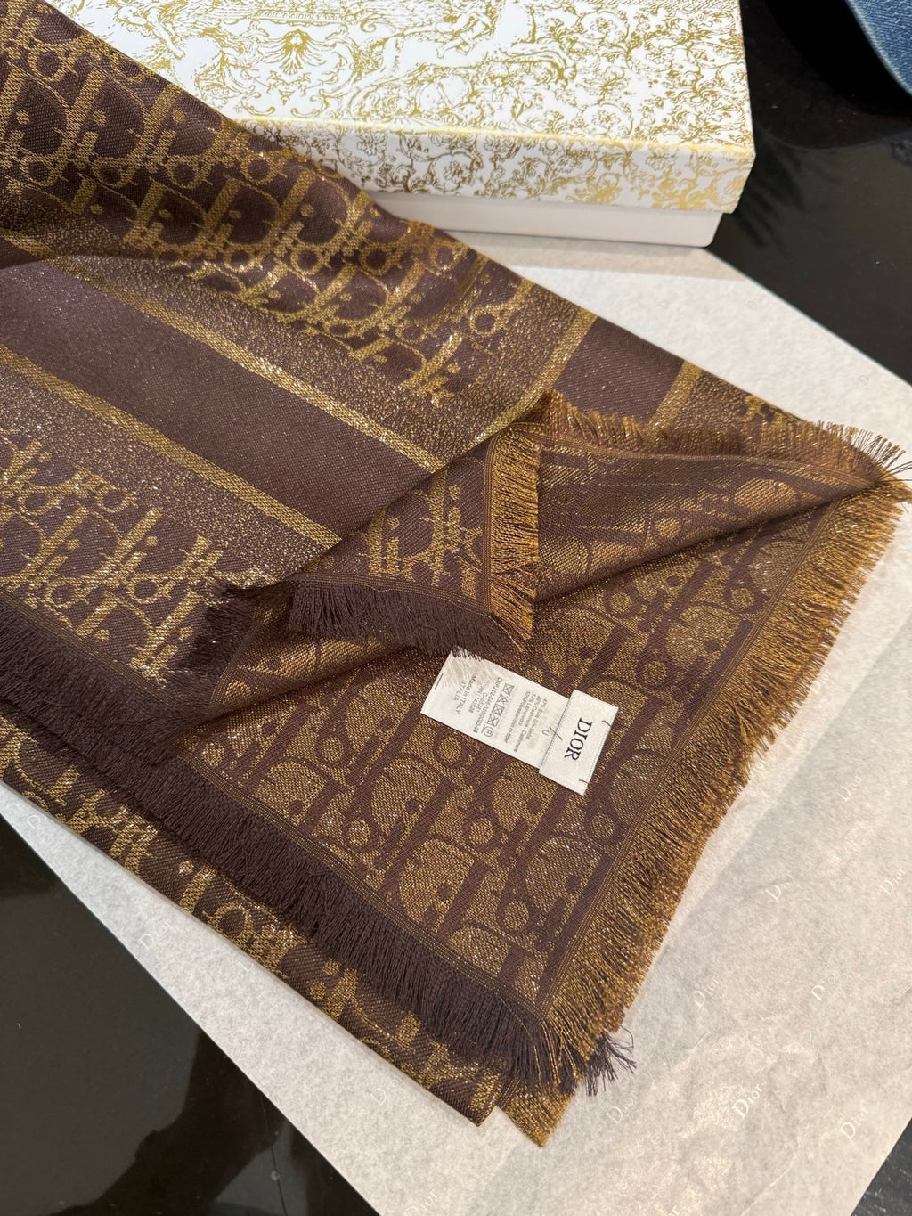 DIOR 26S SCARF 140CM IN SILK & CASHMERE 262320