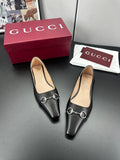 GUCCI 26S VITTORIA BALLERINA SHOES IN BLACK CALFSKIN