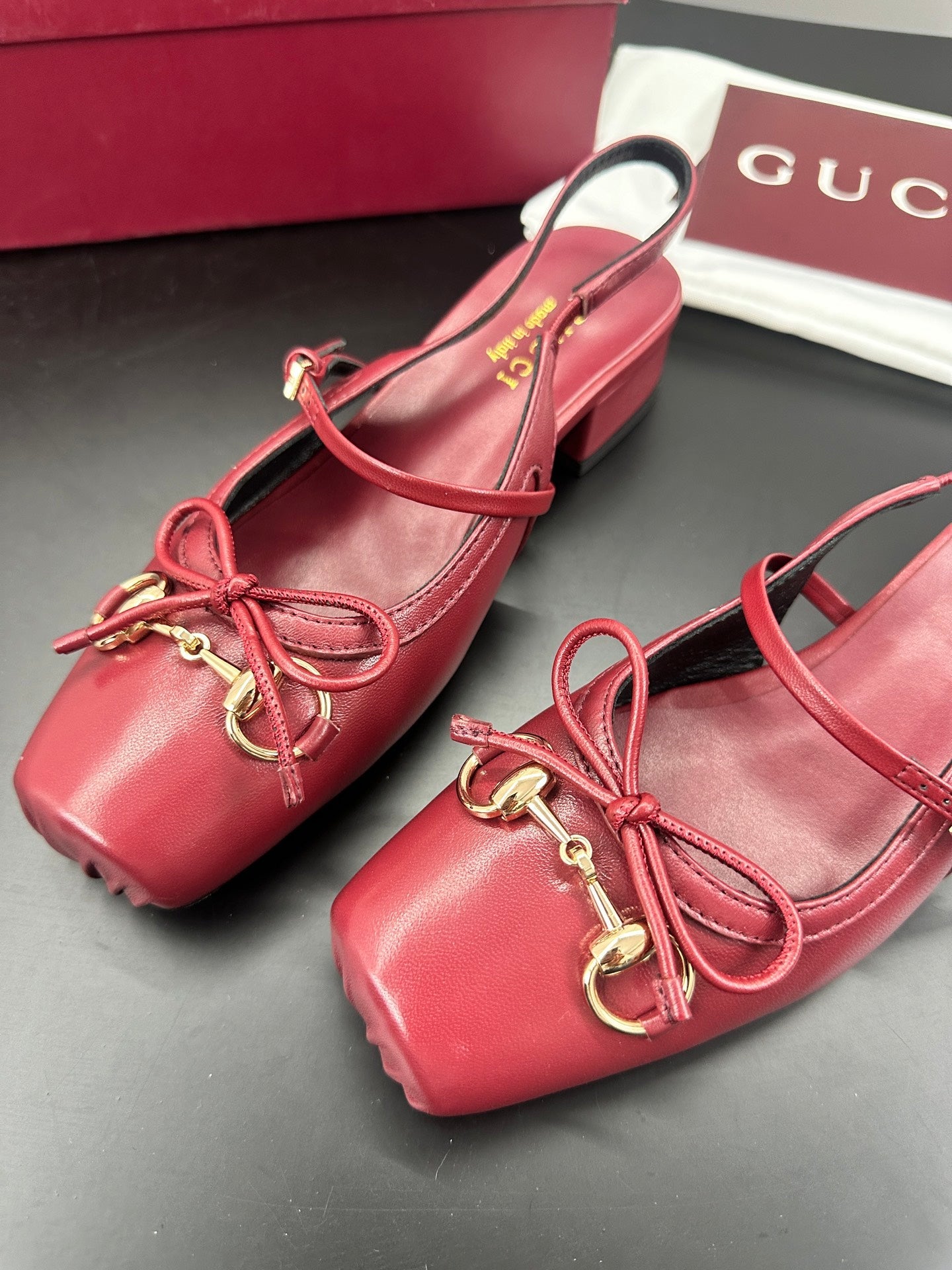 GUCCI 26S SLINGBACK 25 MM IN RED CALFSKIN