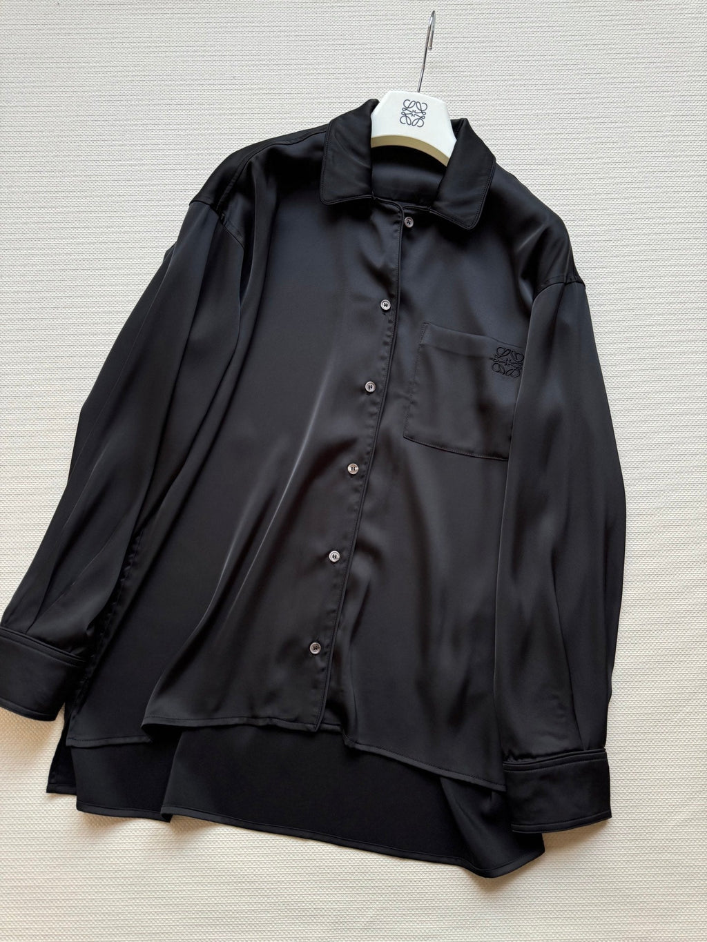 Loewe Shirt Black Satin Fabric