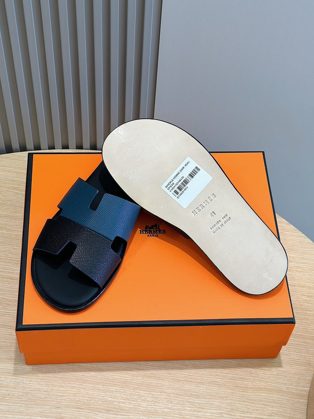 HM IZMIR SANDAL DENIM AND NAVY CALFSKIN