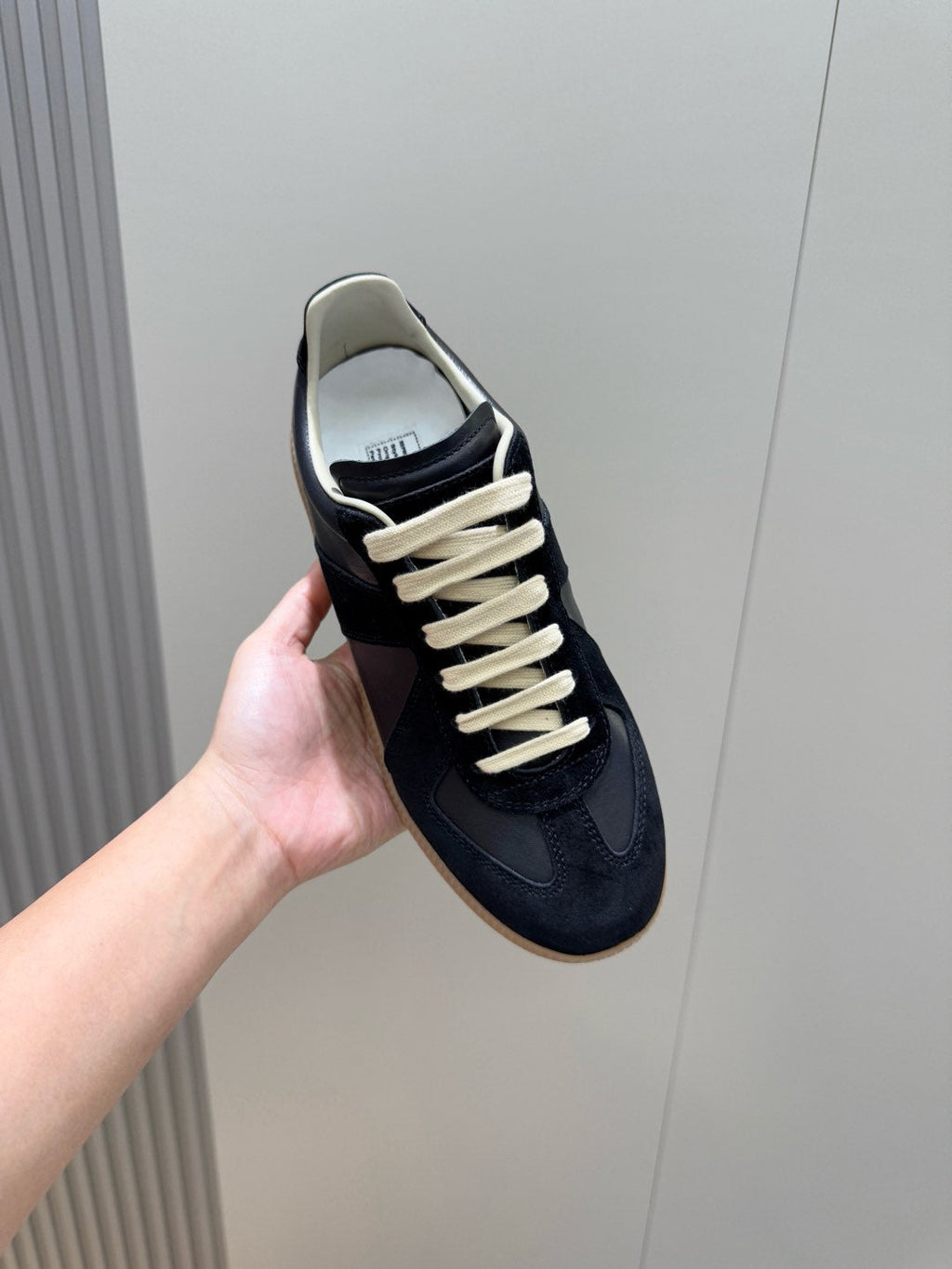 MM SNEAKER IN BLACK SUEDE PATCHWORK CALFSKIN