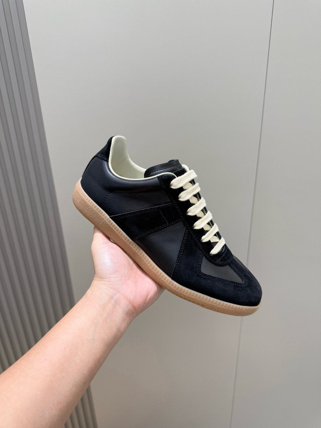 MM SNEAKER IN BLACK SUEDE PATCHWORK CALFSKIN