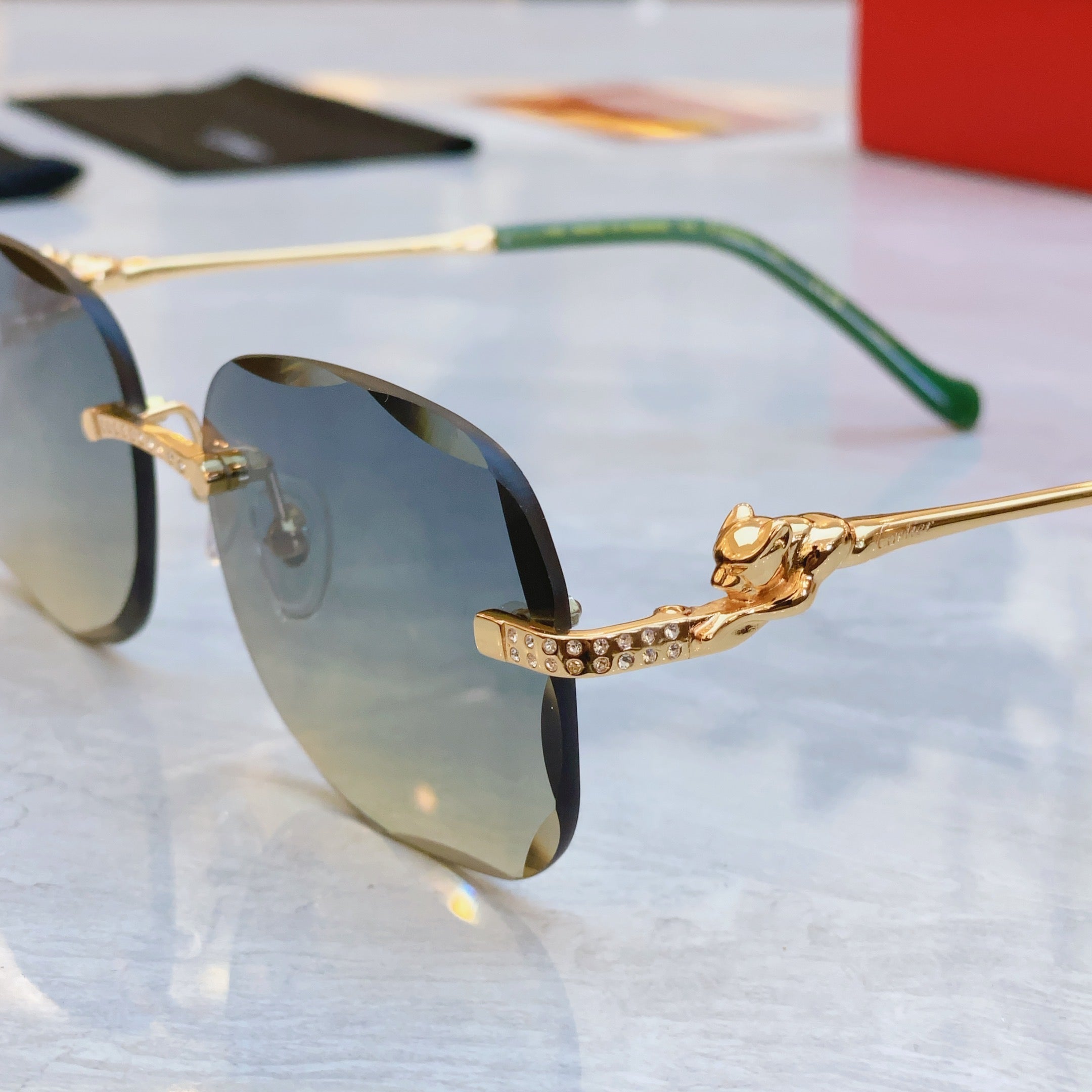PANTHÈRE RECTANGULAR SUNGLASSES 575935 IN METAL