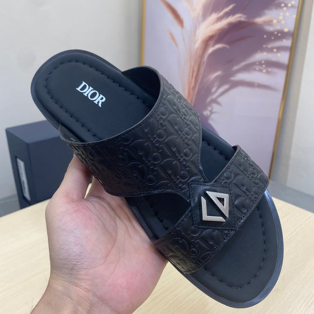 CD ALIDAS CROSS SANDAL BLACK MONOGRAM CALFSKIN