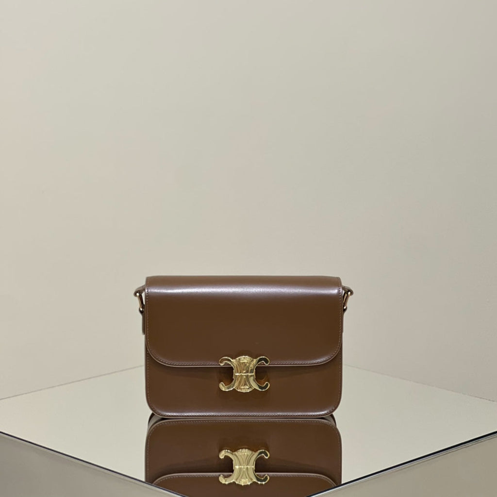 MINI CLAUDE 22 SHINY CALFSKIN CHOCOLATE BROWN