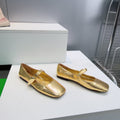 BOTTEGA VENETA 26S SQUARE-TOE MARY JANES IN GOLD LAMBSKIN