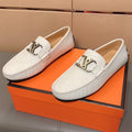 LV LOAFERS IN WHITE CALFSKIN WITH BRANDED EMBOSSING