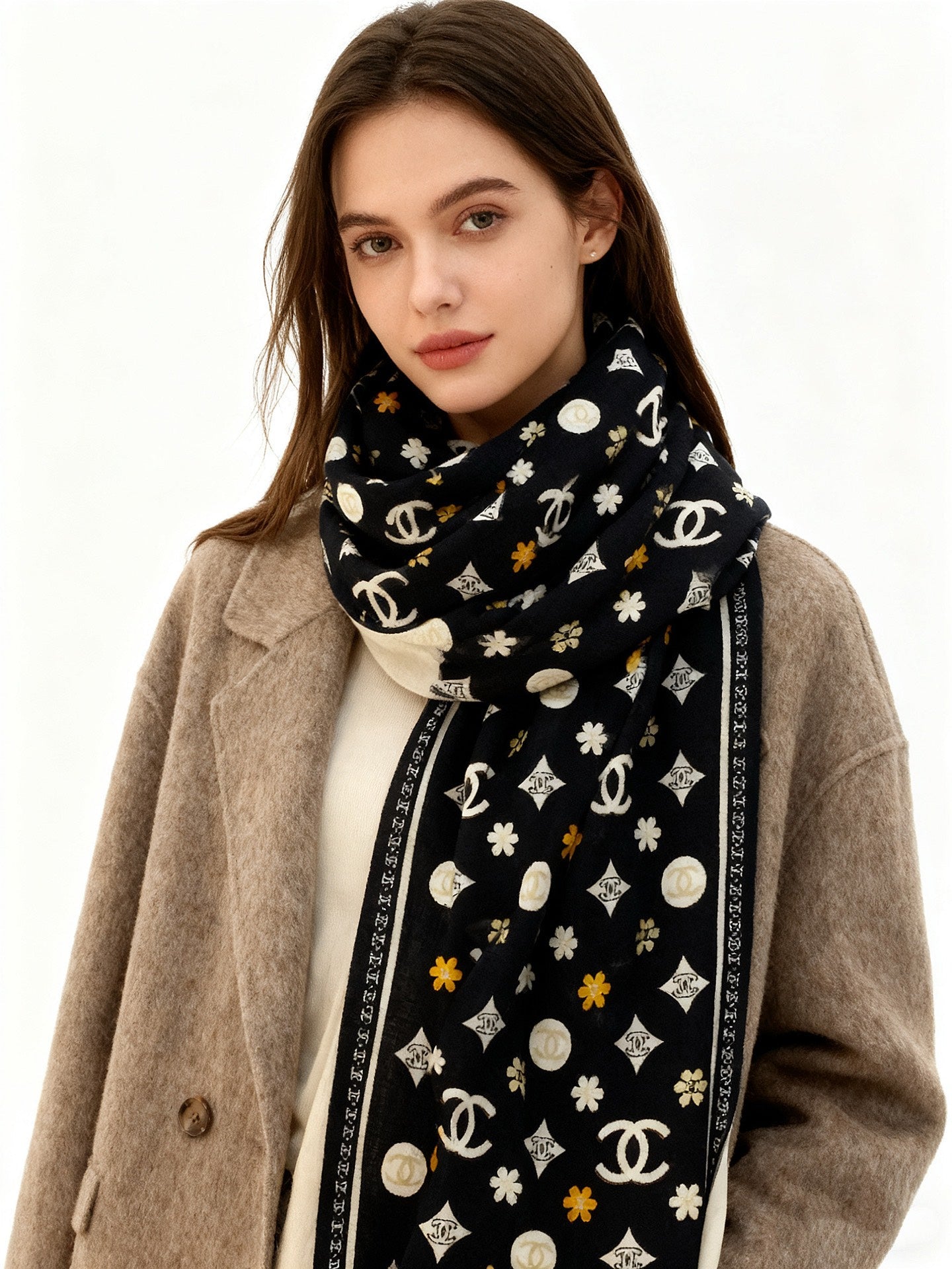 CHANEL 25S SCARF 140 IN CASHMERE 931509