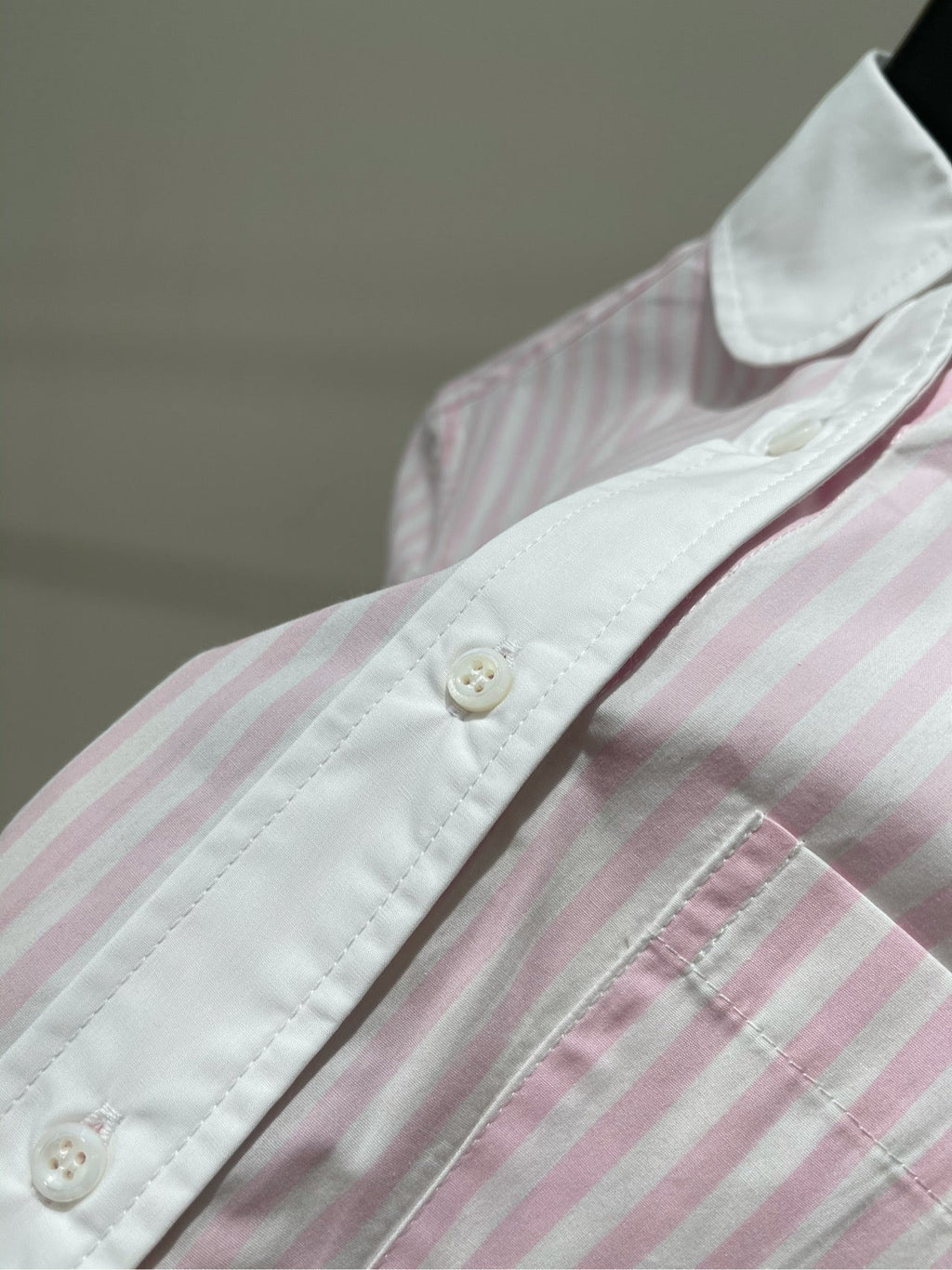 THOM VERTICAL STRIPE LONG-SLEEVE SHIRT IN PINK AND WHITE 246255