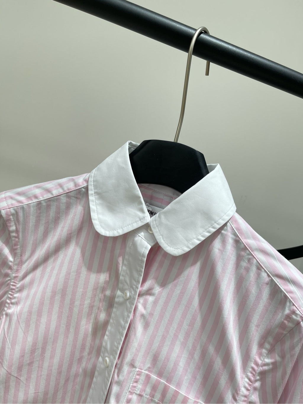 THOM VERTICAL STRIPE LONG-SLEEVE SHIRT IN PINK AND WHITE 246255