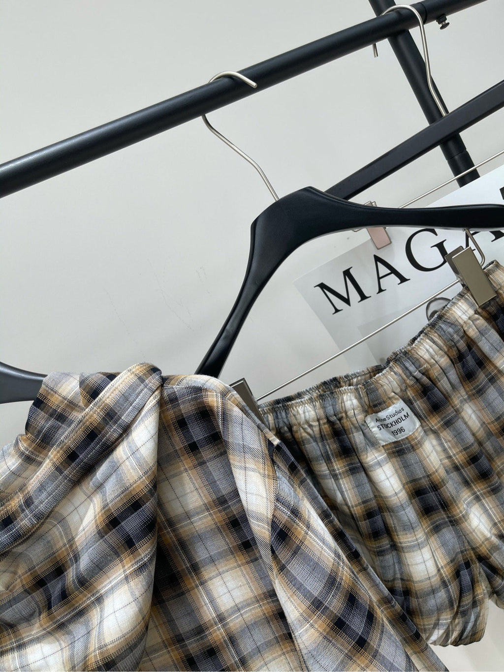 ACNE STUDIOS INSPIRED HOODED PLAID SHIRT + PAPERBAG SHORTS SET 267905
