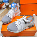 DEPART SLIP-ON SNEAKER IN WHITE MIX SHARK GRAY KNIT AND CALFSKIN