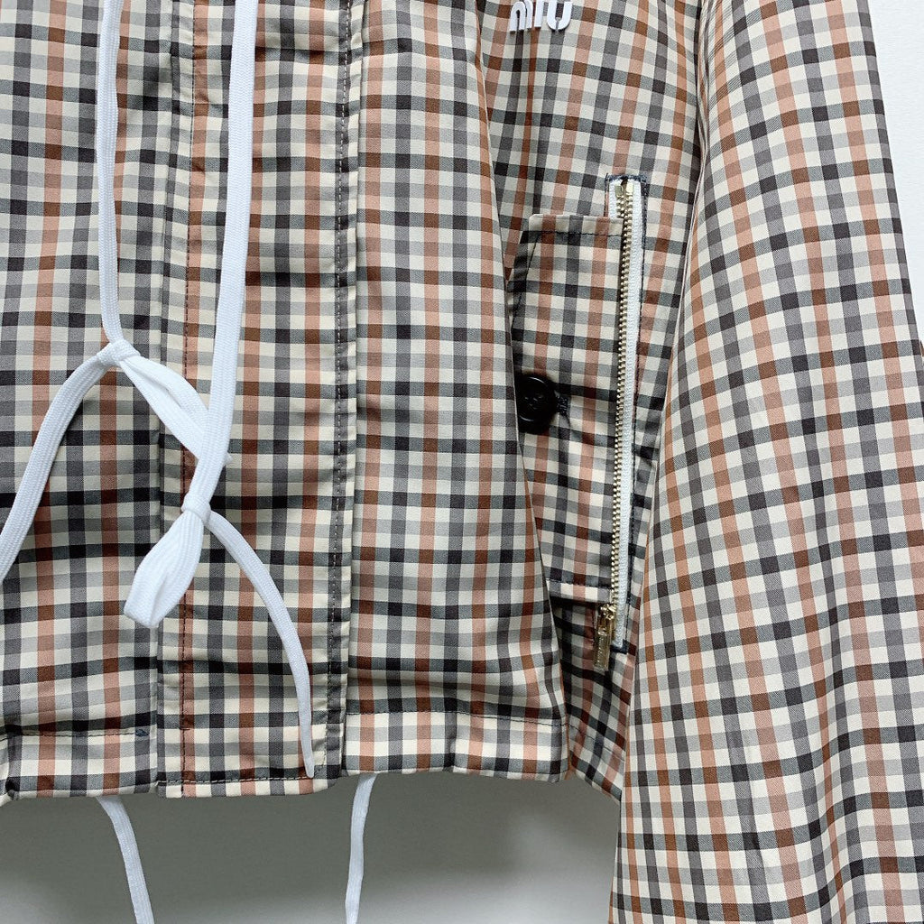 MIUMIU PLAID HOODED JACKET 228063