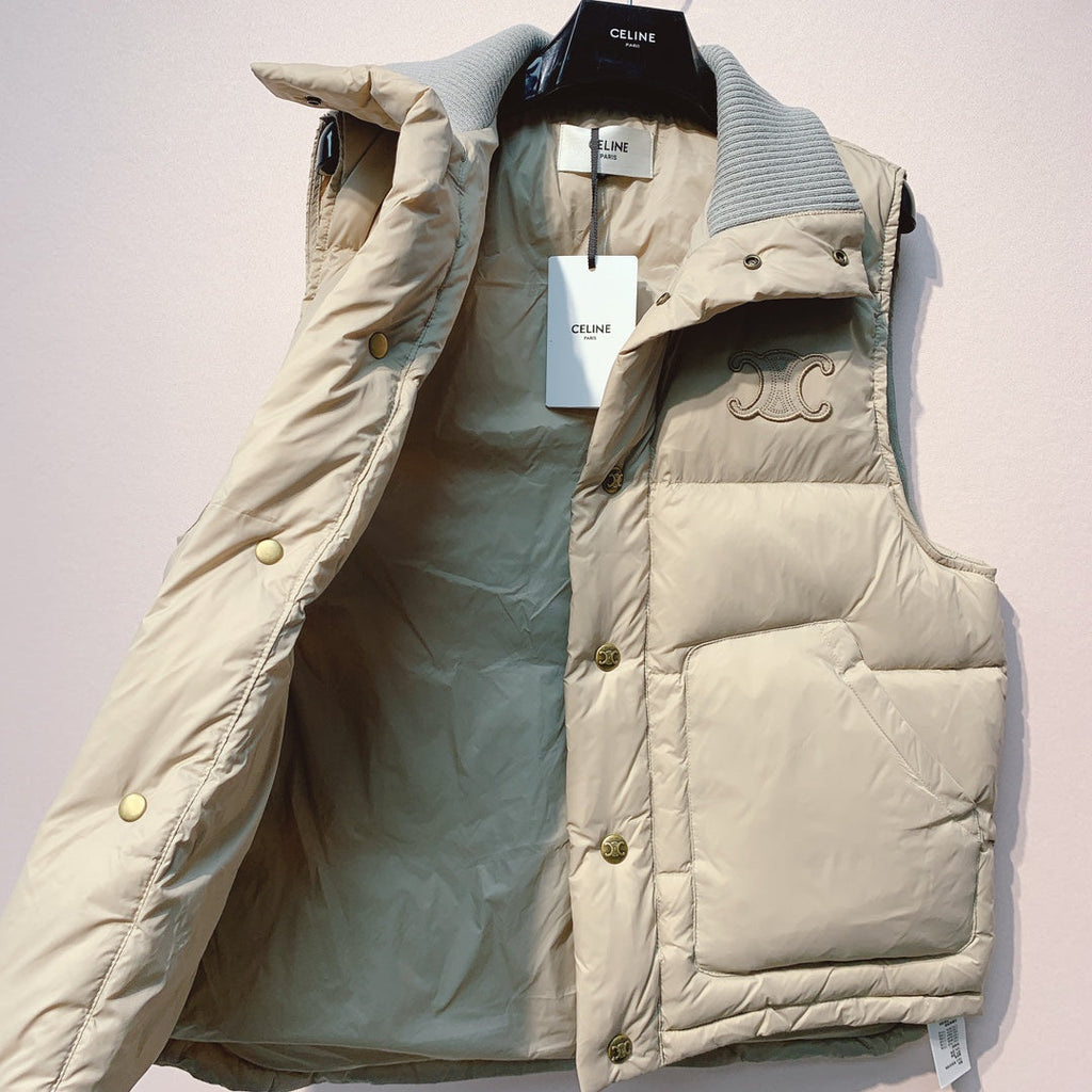 CELINE 25S UFFER VEST WITH KNIT COLLAR 0044