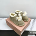 MIUMIU 26S ANKLE SHEARLING BOOTS IN TAUPE BEIGE SUEDE