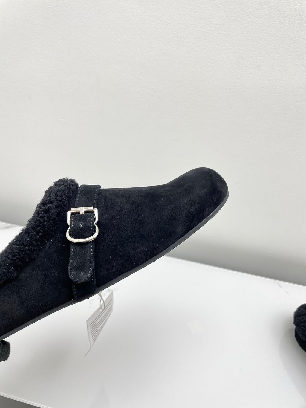 ALAIA 26S MULE IN BLACK SUEDE AND WOOL