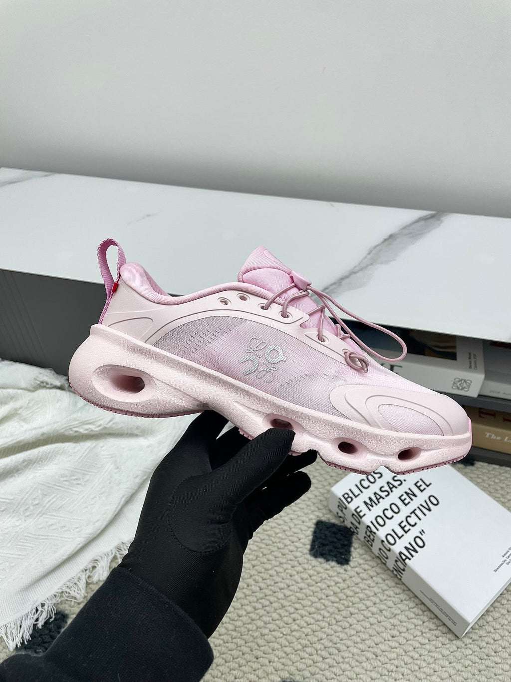 LOEWE 26S CLOUDSOLO SNEAKERS IN LIGHT PINK RECYCLED POLYESTER