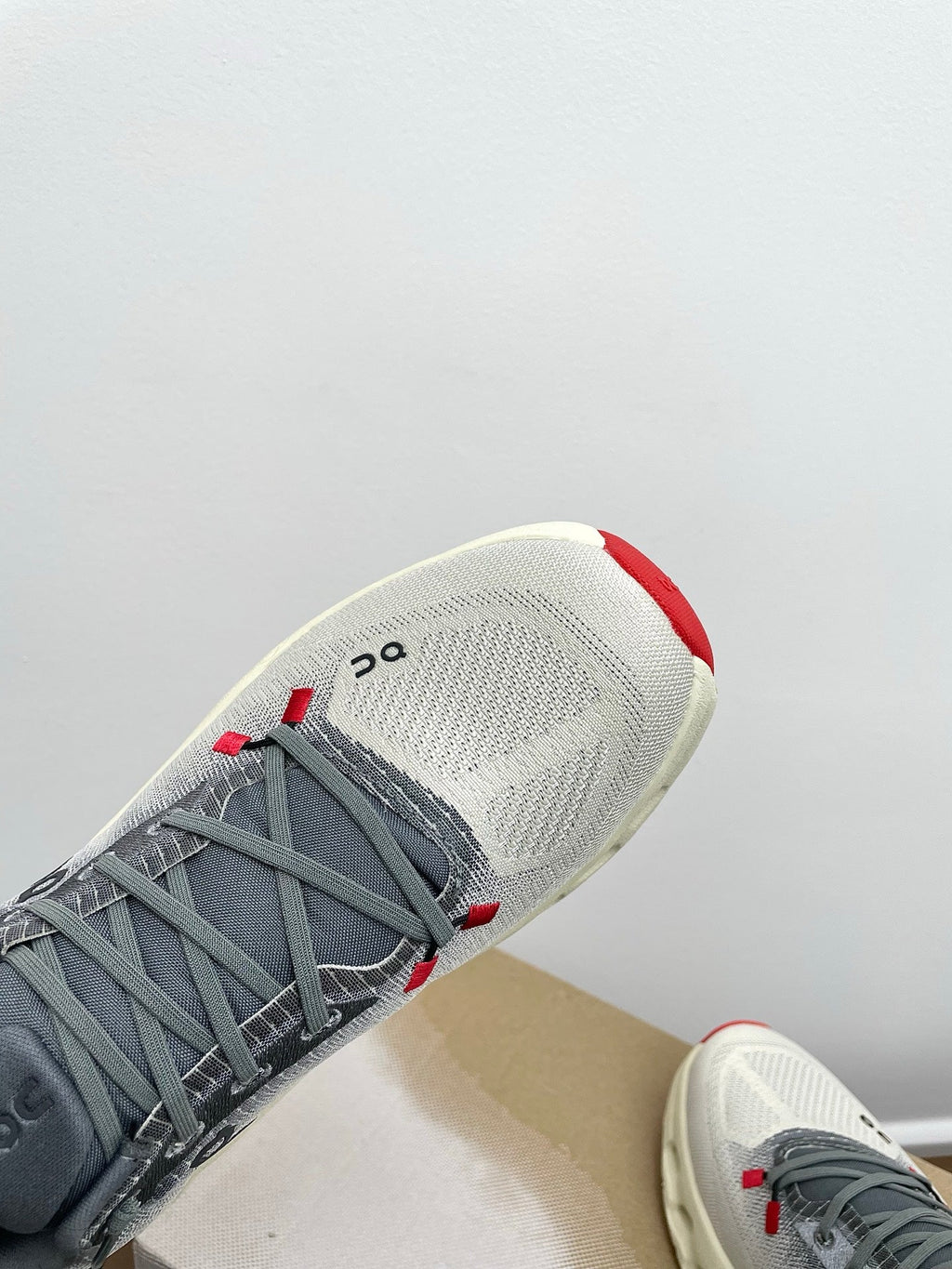 LOEWE 26S CLOUDTILT SNEAKER IN DARK GRAY AND WHITE RECYCLED POLYESTER