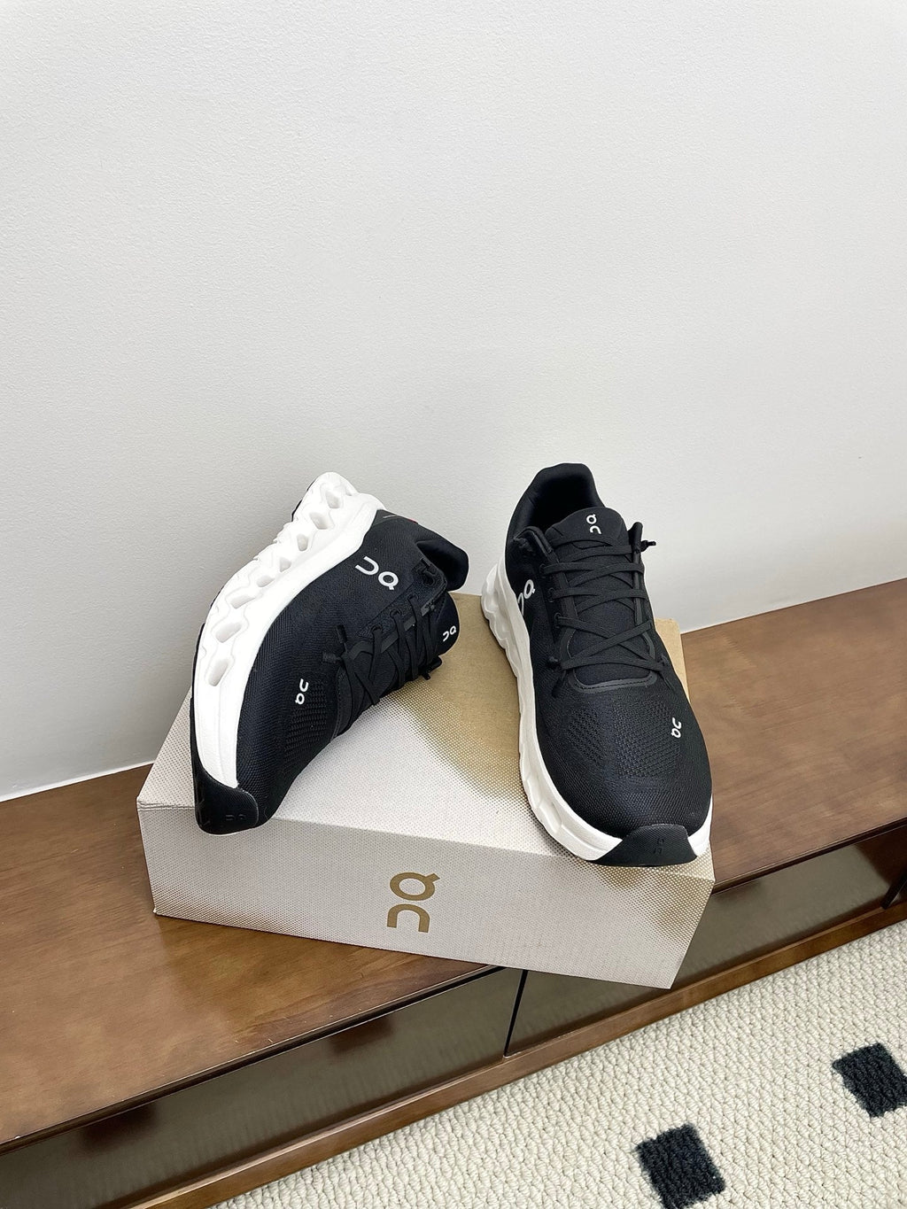 LOEWE 26S CLOUDTILT SNEAKER IN BLACK AND WHITE RECYCLED POLYESTER