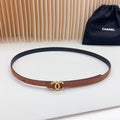 CC BELT 15 MM IN BRONZE BROWN SUEDE WITH GOLD HARDWARE