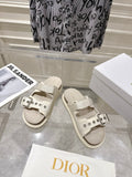 DIOR 26S SLIDES IN OFF WHITE CANVAS