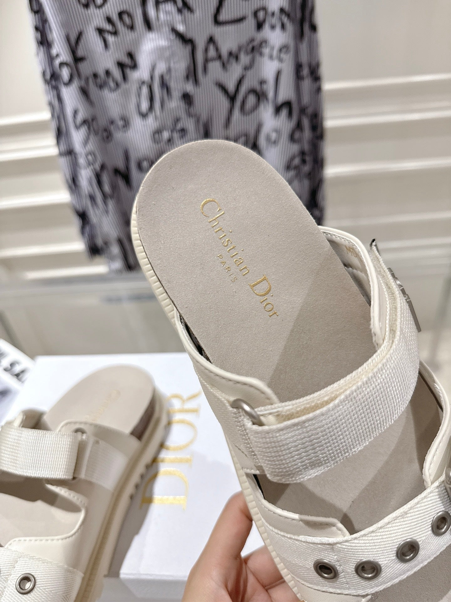 DIOR 26S SLIDES IN OFF WHITE CANVAS