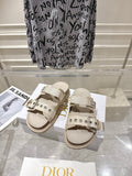 DIOR 26S SLIDES IN BEIGE CANVAS
