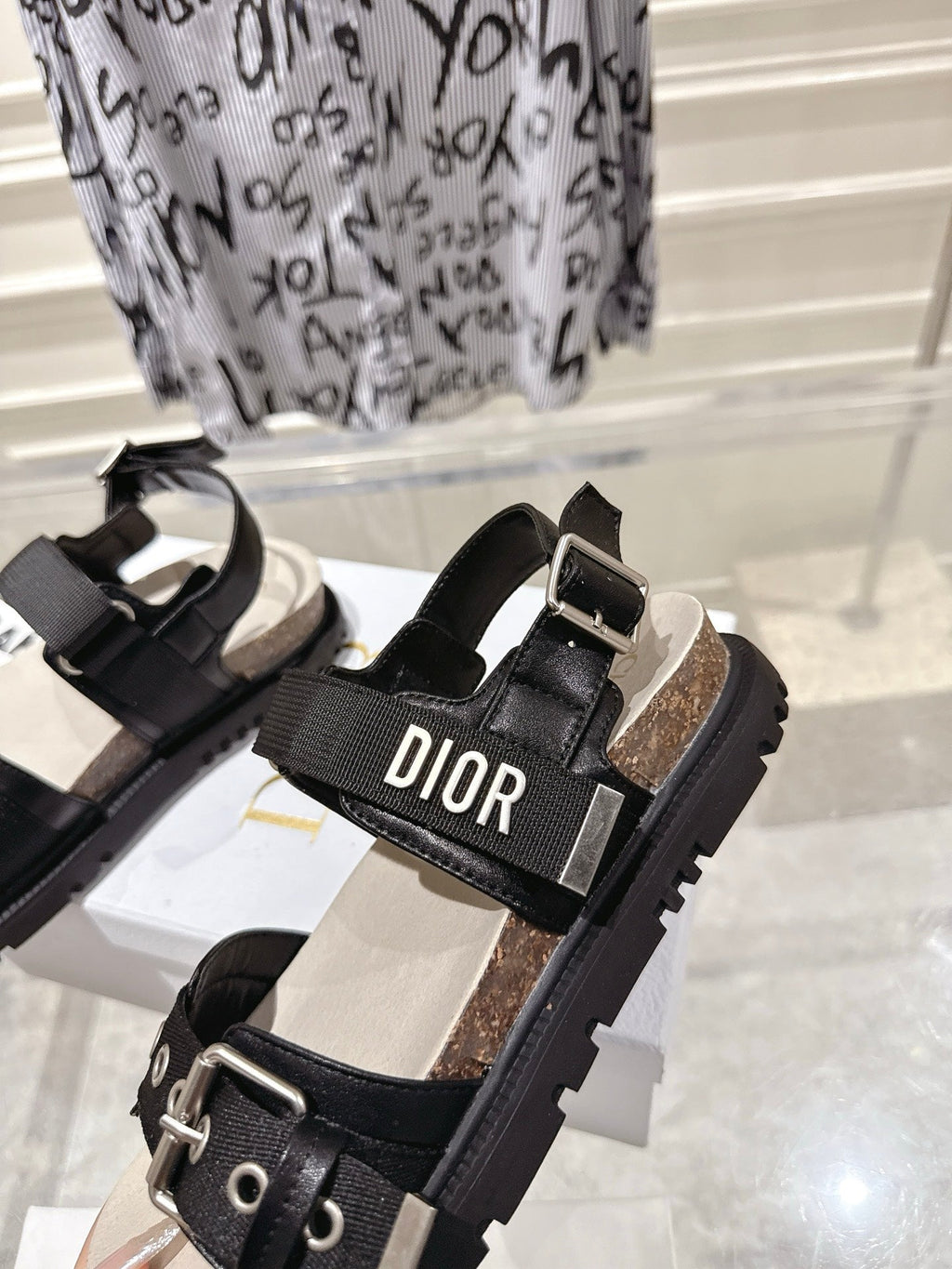 DIOR 26S BUCKLE SANDALS IN BLACK CANVAS