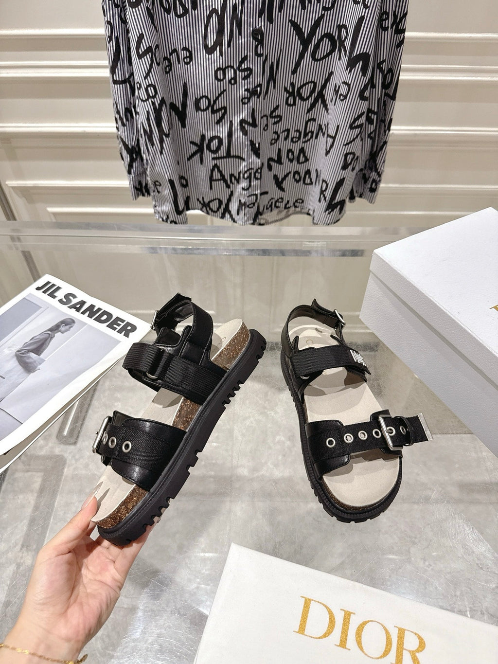 DIOR 26S BUCKLE SANDALS IN BLACK CANVAS