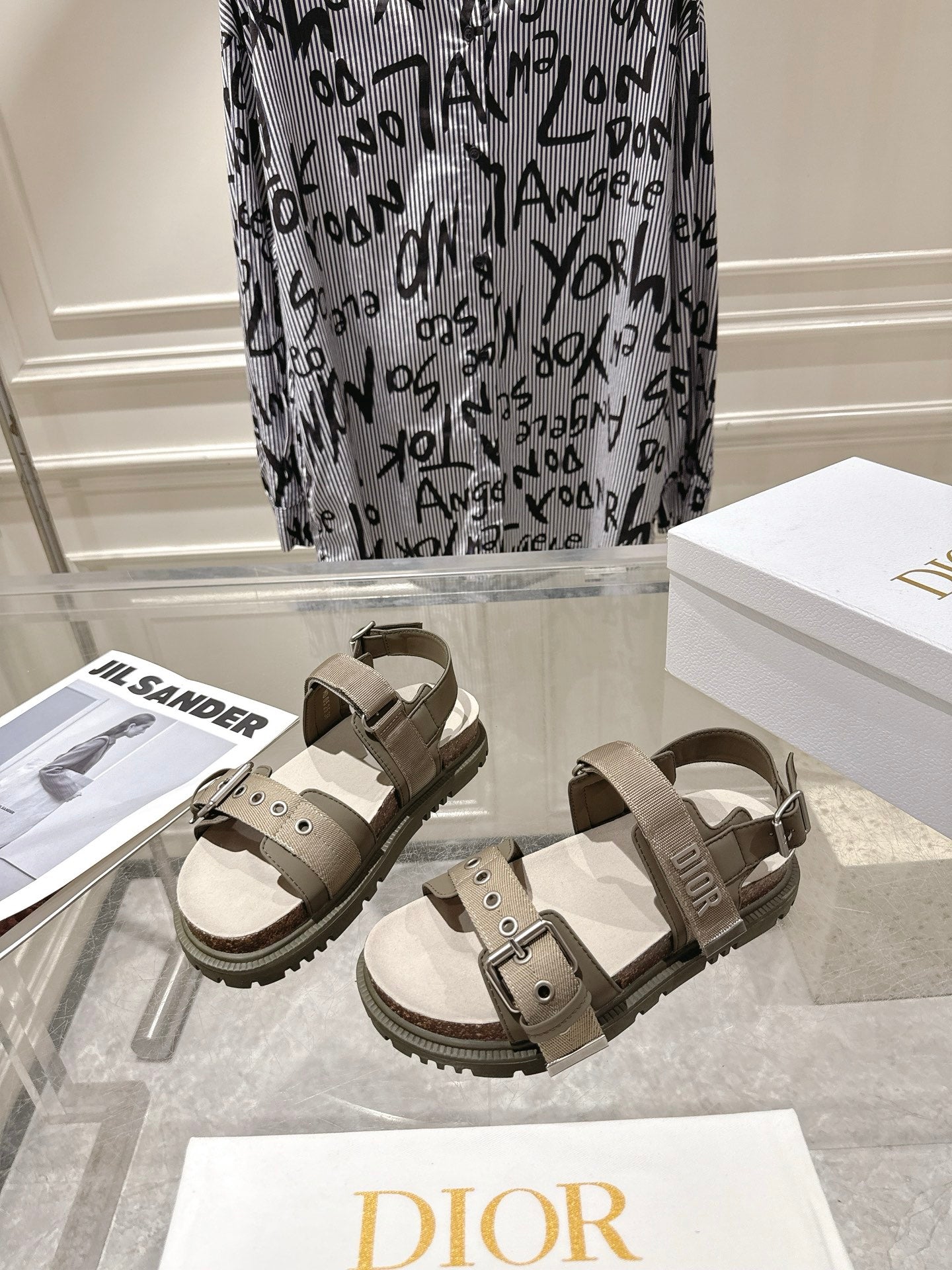 DIOR 26S BUCKLE SANDALS IN KHAKI CANVAS