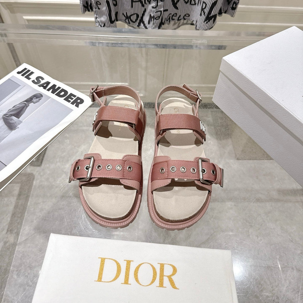 DIOR 26S BUCKLE SANDALS IN NUDE PINK CANVAS