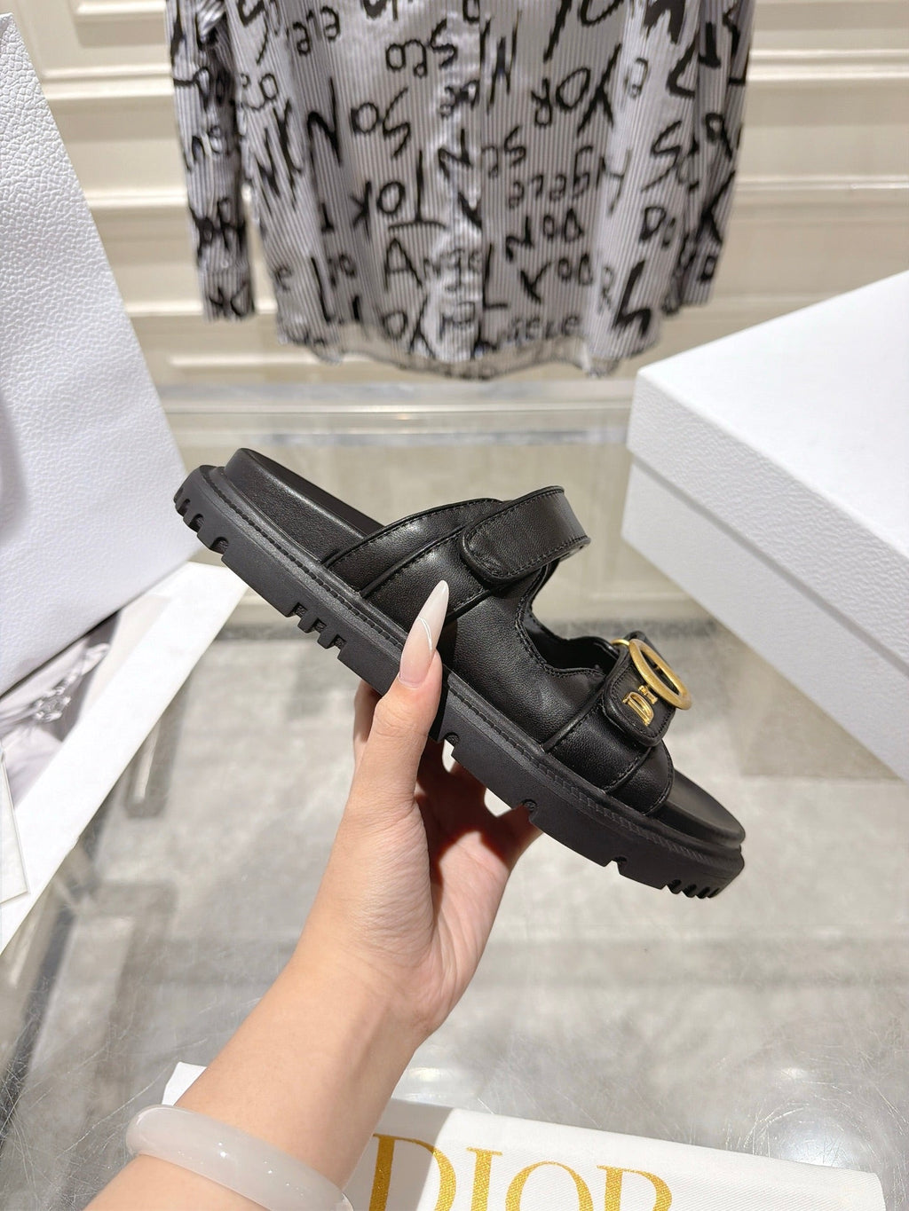 DIOR 26S SANDALS IN BLACK CALFSKIN
