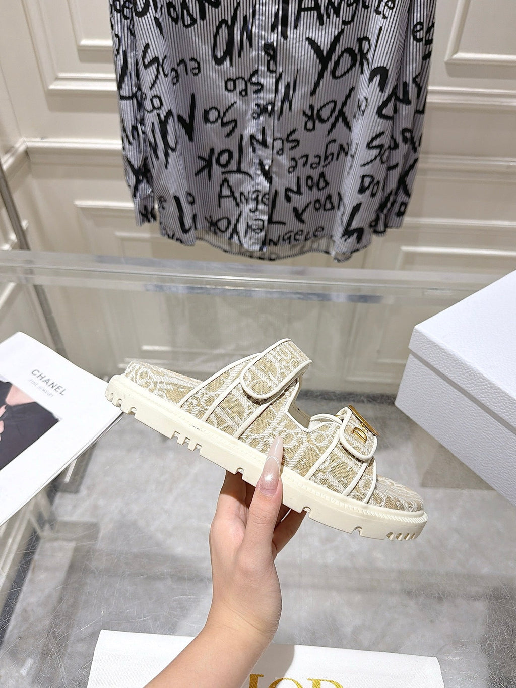 DIOR 26S SANDALS IN LIGHT BEIGE OBLIQUE CANVAS