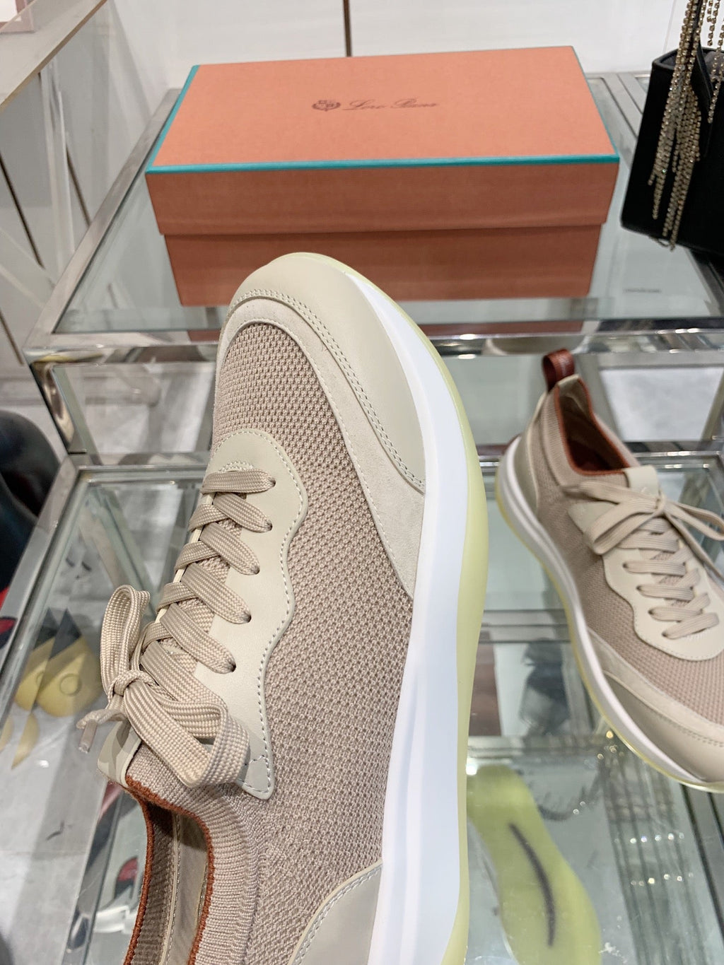 SNEAKER IN LIGHT PINK CANVAS MIX SUEDE WITH LAMBSKIN