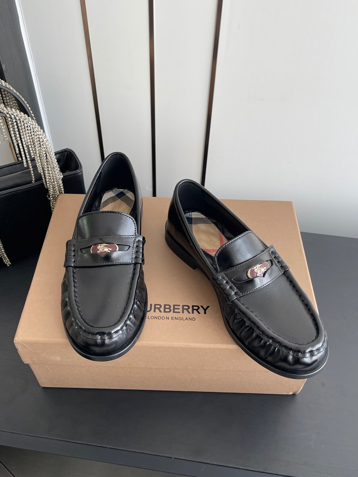 BURBERRY 26S LOAFERS IN BLACK CALFSKIN