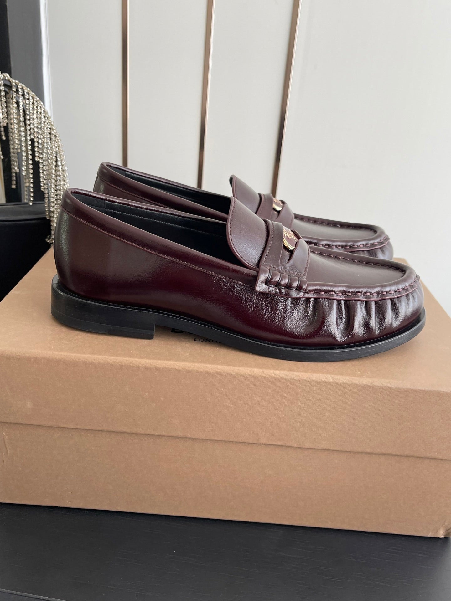 BURBERRY 26S LOAFERS IN DARK BROWN CALFSKIN