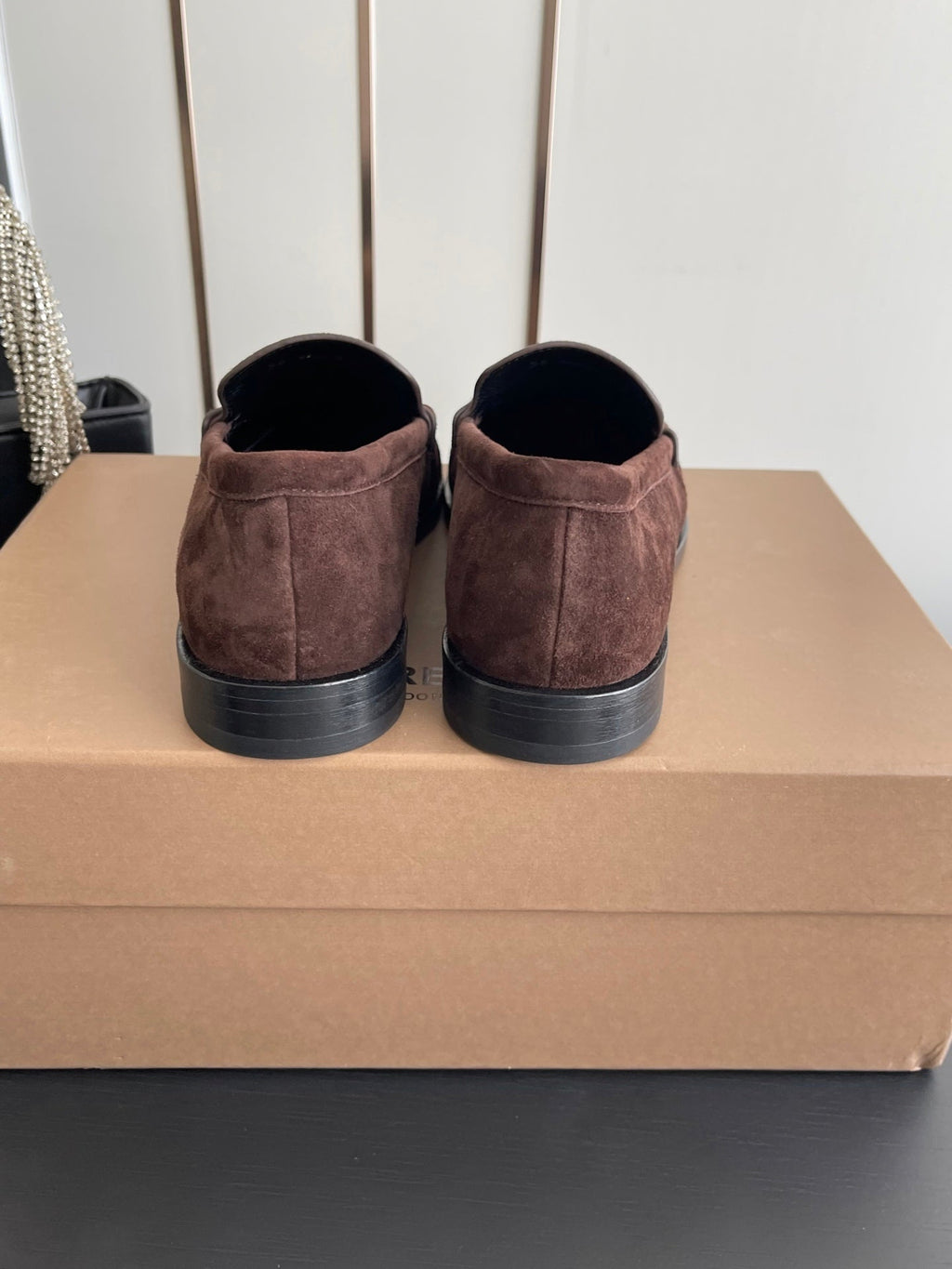 BURBERRY 26S LOAFERS IN DARK BROWN SUEDE