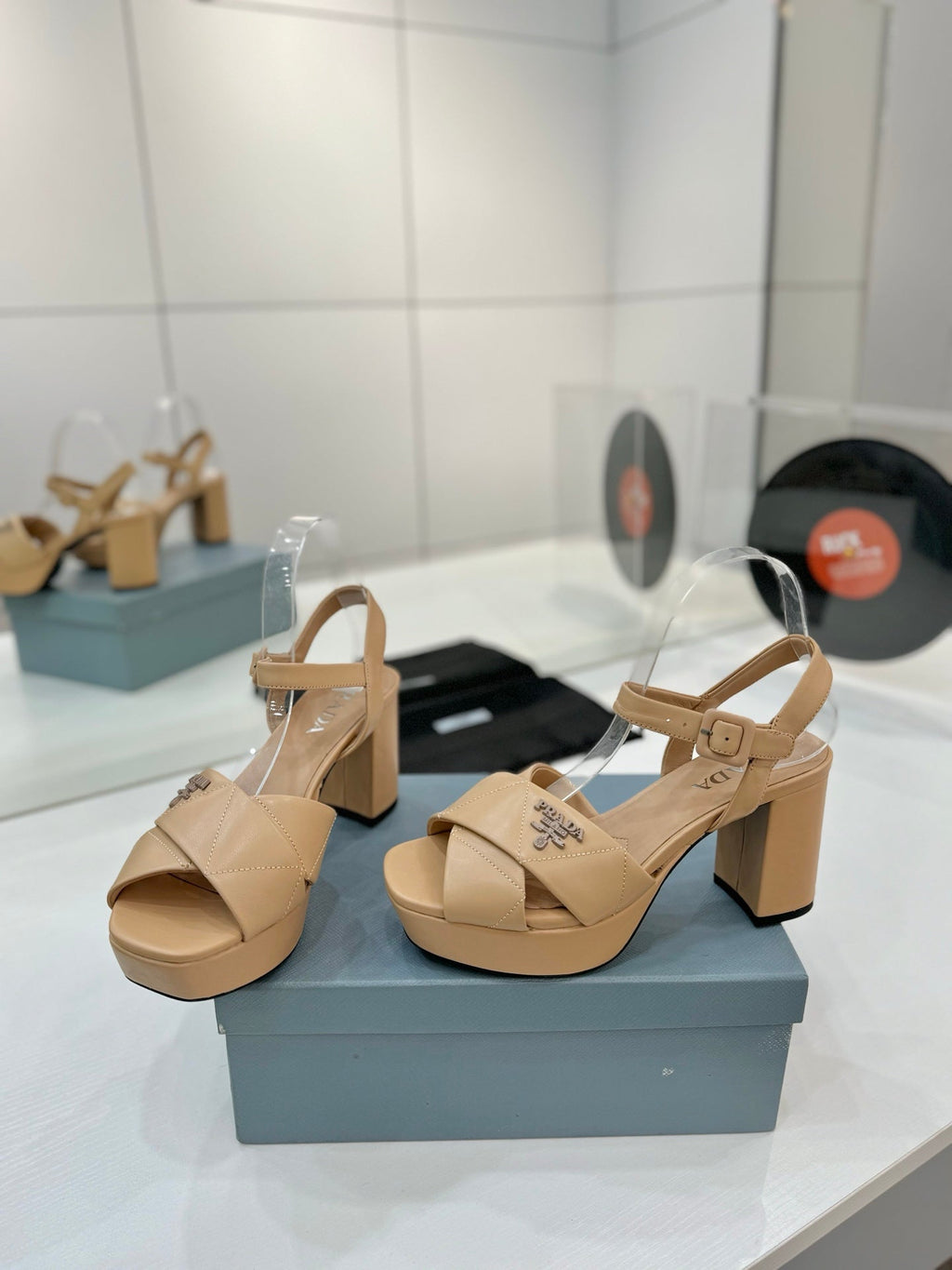 PRA HIGH HEELS 85MM IN BEIGE CALFSKIN