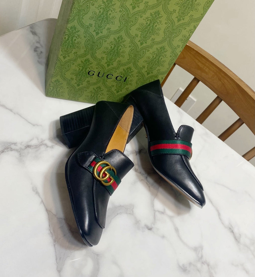 GUCCI 26S GG LOAFERS 75 MM IN BLACK CALFSKIN STYLE 1