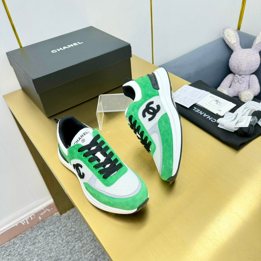 CLASSIC TRAINER IN GREEN MIX WHITE MERCERIZED VELVET