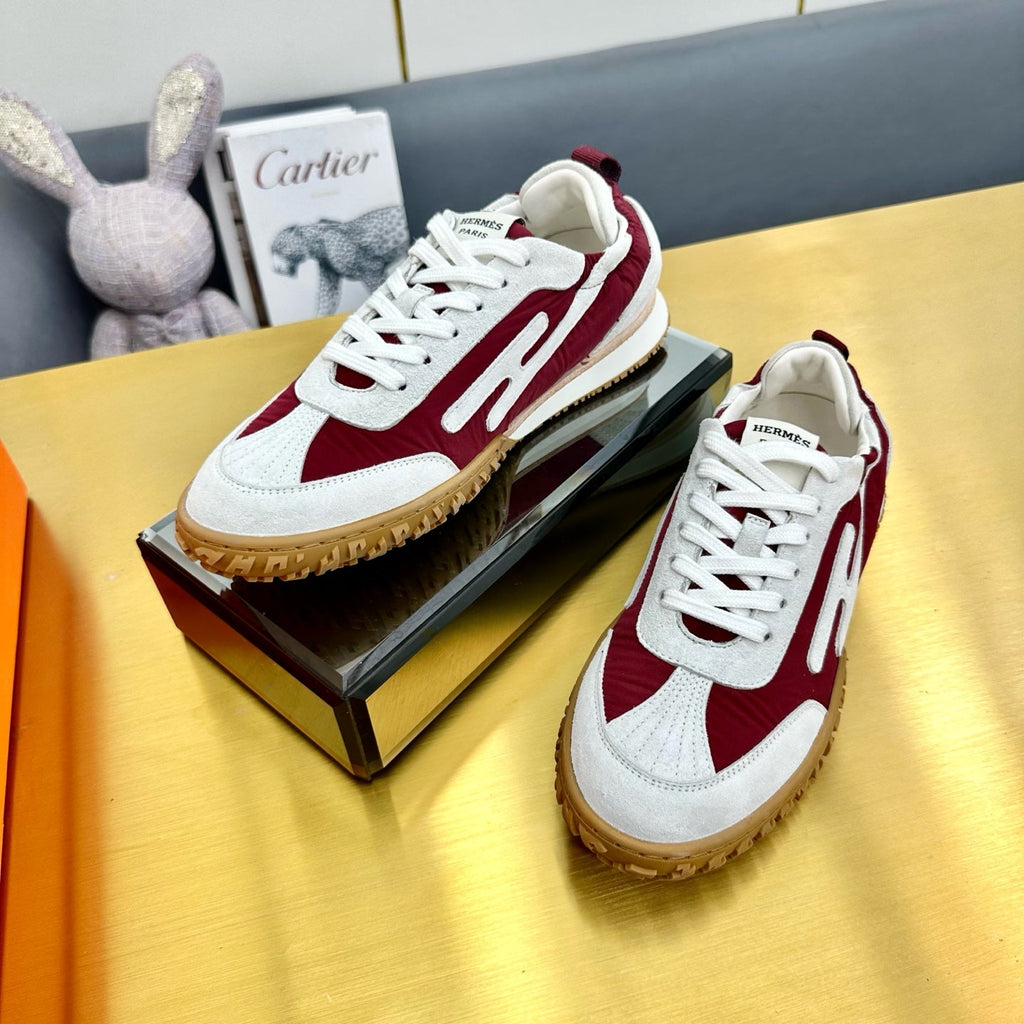 JET SNEAKER IN WHITE MIX SANGRIA RED SUEDE