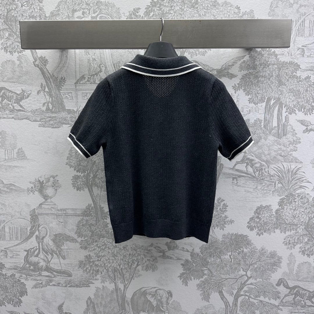 Miu 25 Polo Shirt Black Wool 233471