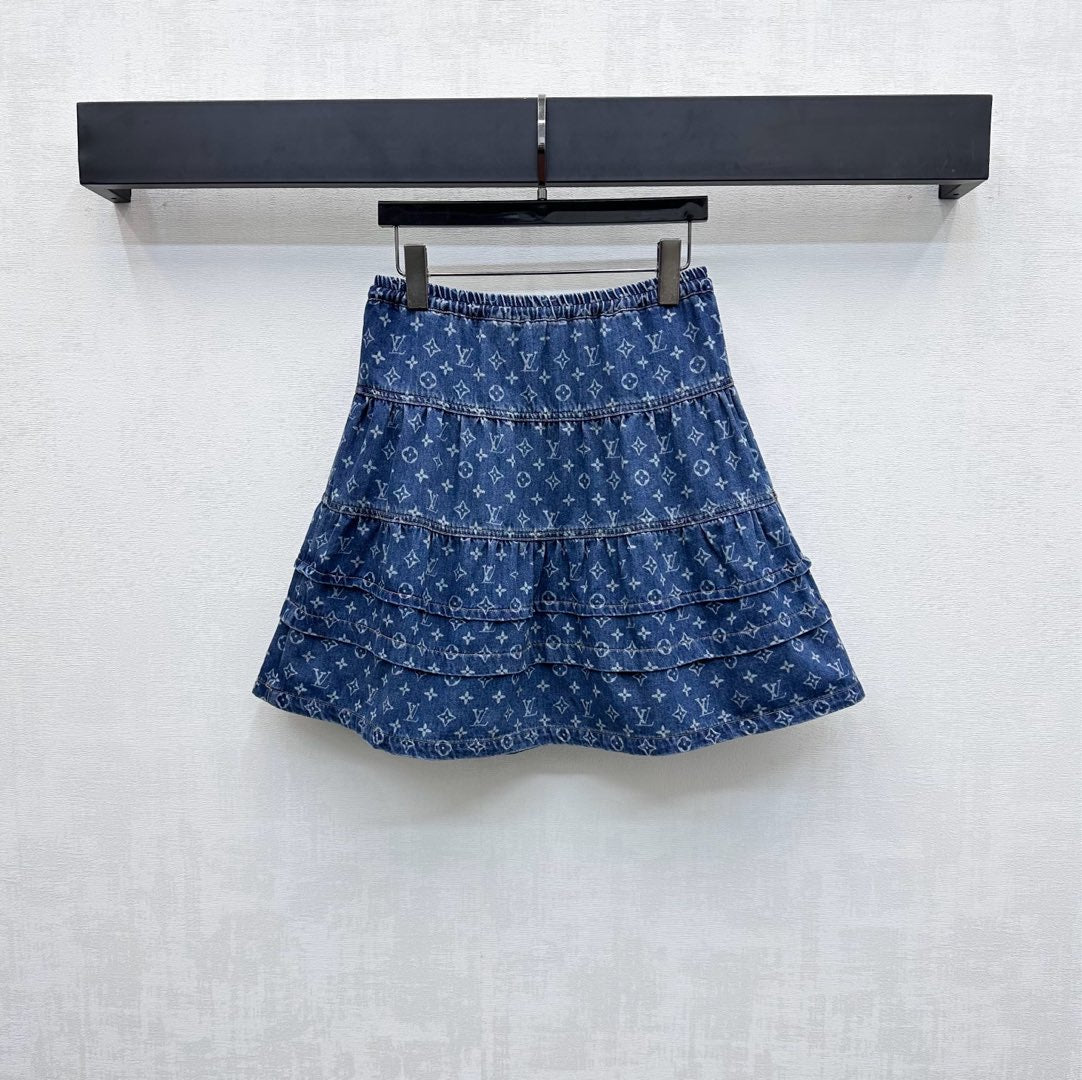 LV DENIM SKIRT WITH LOGO PRINT 274802