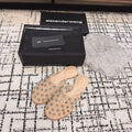 STRASS STUDDED FLAT MULE IN BEIGE MESH UPPER