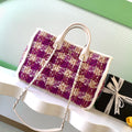 CHANEL 25S SHOPPING BAG 40 IN DARK PINK MIX WHITE TWEED